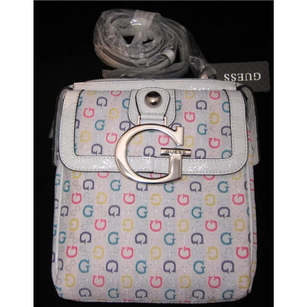 Guess Marciano Primary Messenger Crossbody Hip Bag Purse White Multi Color G