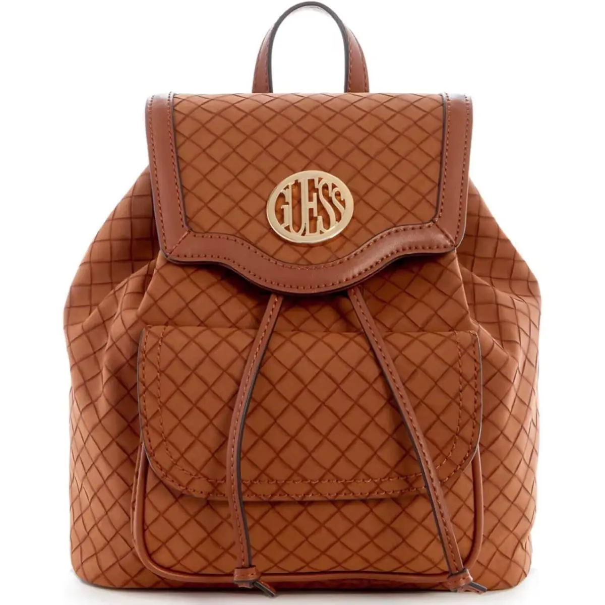 Guess Women`s Wilderson Woven Backpack Bag Handbag Purse - Brown