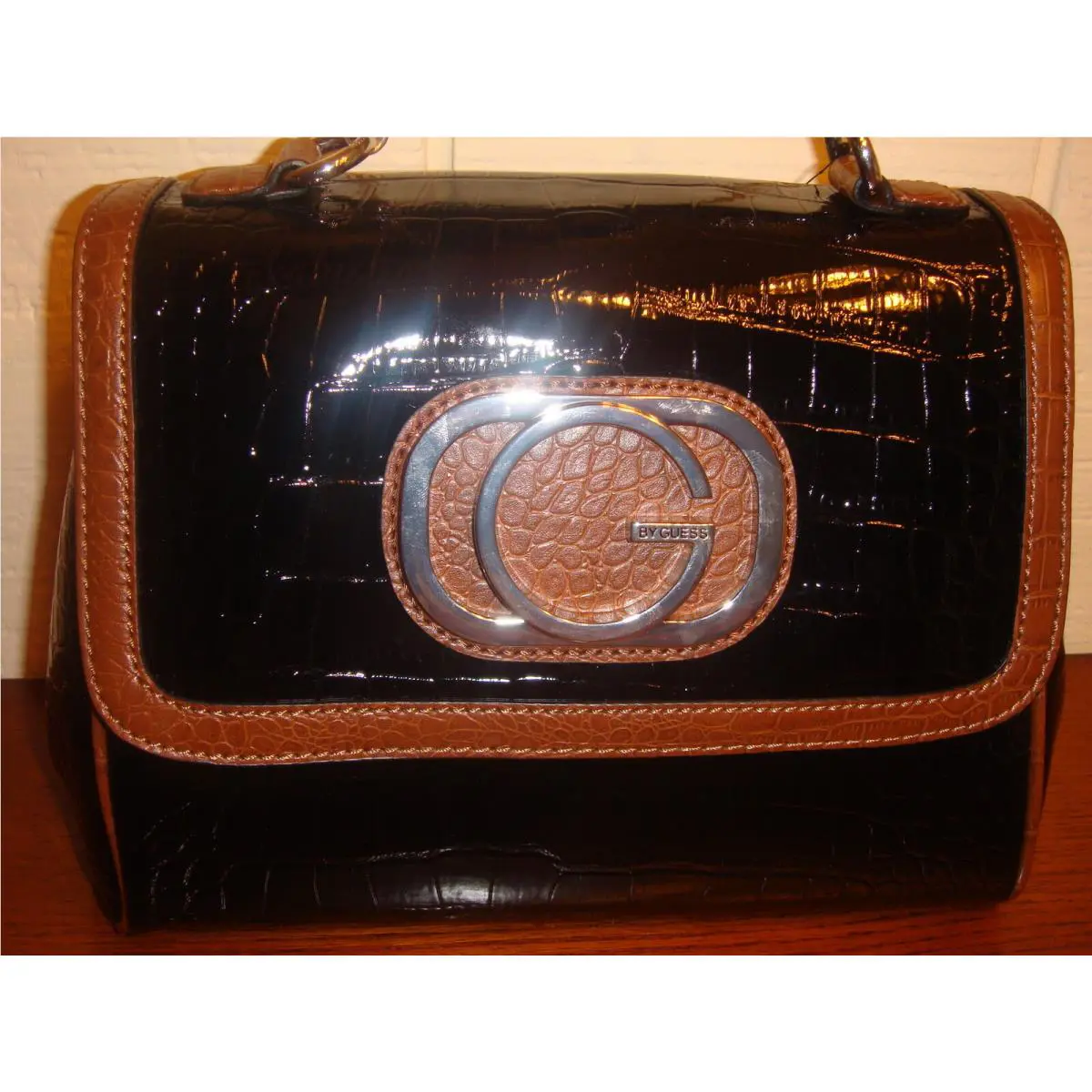 G BY Guess Tiffani Black Half Flap Handbag