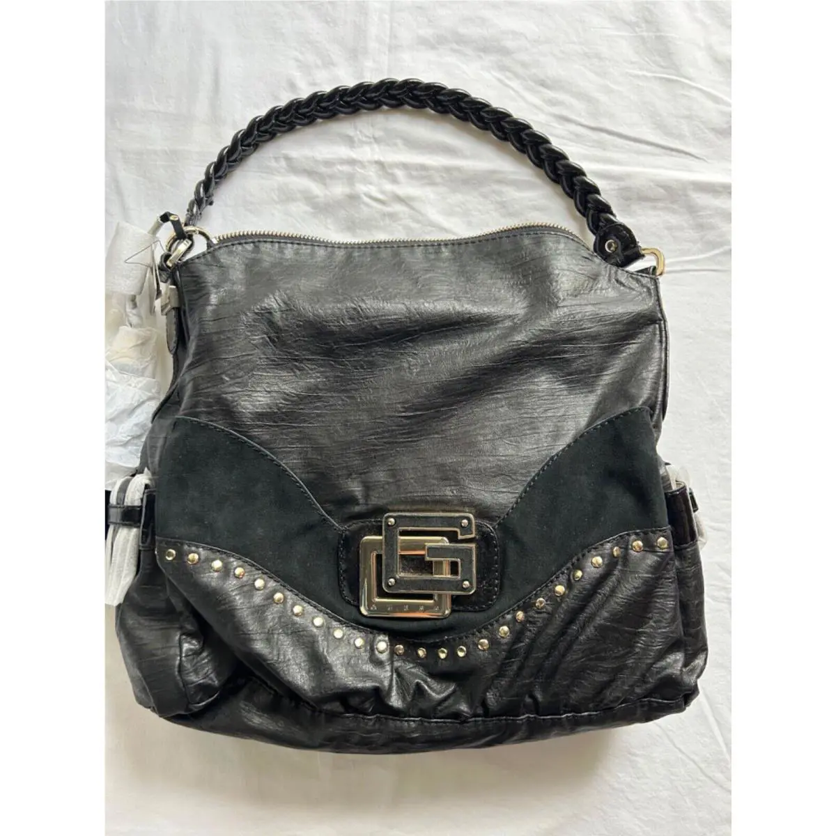 Guess BY Marciano Dream Black Leather Top Zip Tote