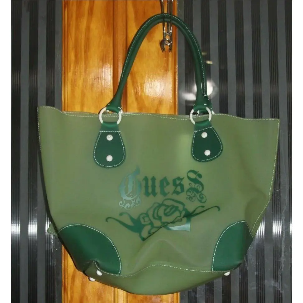 Guess Green Vinyl Luscious Group Beach Tote