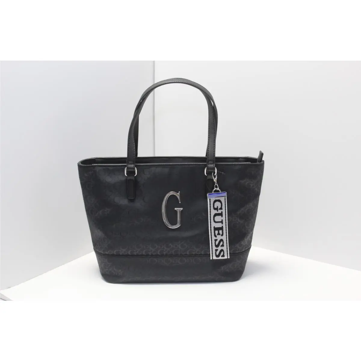 Guess Womens Plummer Nylon Satchel Bag Purse Black