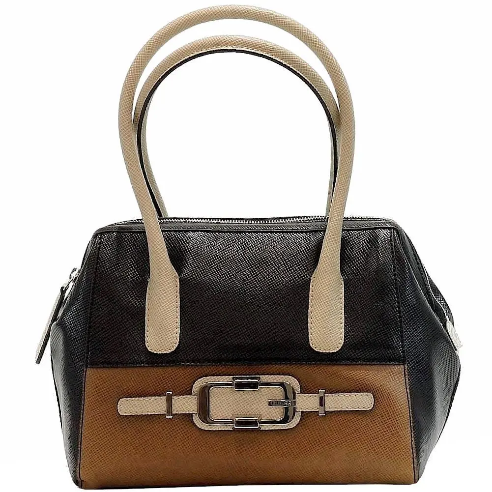 Guess Women`s Jonsi VD438709 Frame Satchel Handbag Black Multi