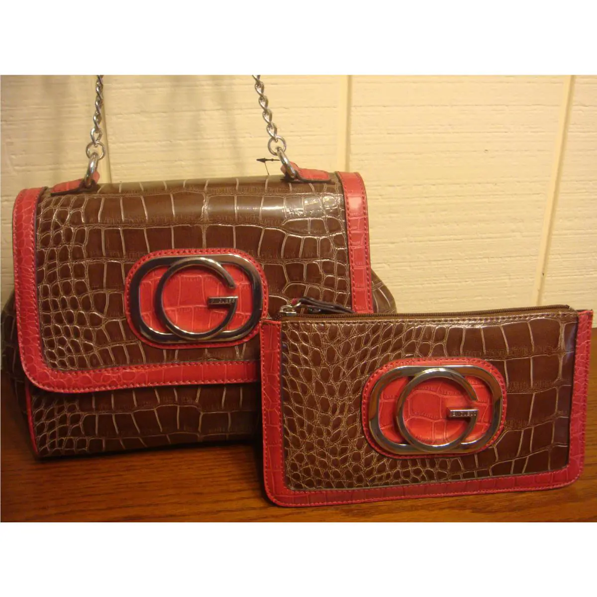 G BY Guess Tiffani Cognac Half Flap Handbag W/ Wristlet