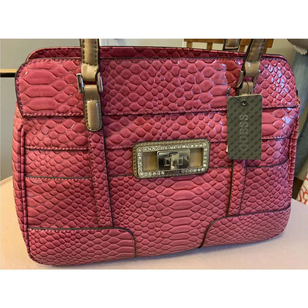 Guess Talara Berry Satchel Handbag