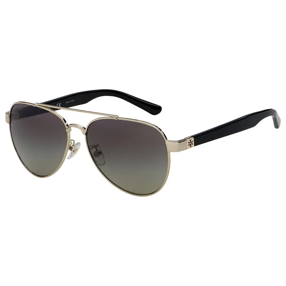 Tory Burch TY 6070 327111 Shiny Light Gold Metal Sunglasses Grey Gradient Lens