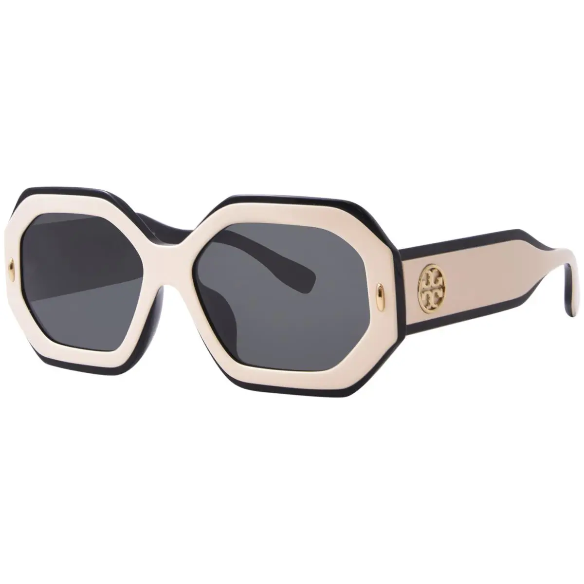 Tory Burch TY7192U 196187 Sunglasses Women`s Black/ivory/dark Grey Solid 55mm