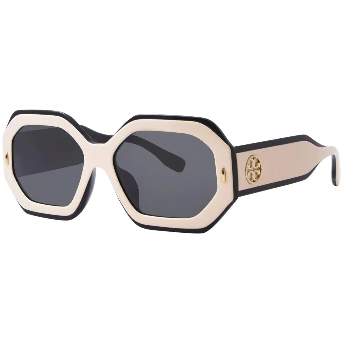 TY7192U 196187 Sunglasses Women`s Black/ivory/dark Grey Solid 55mm by Tory Burch