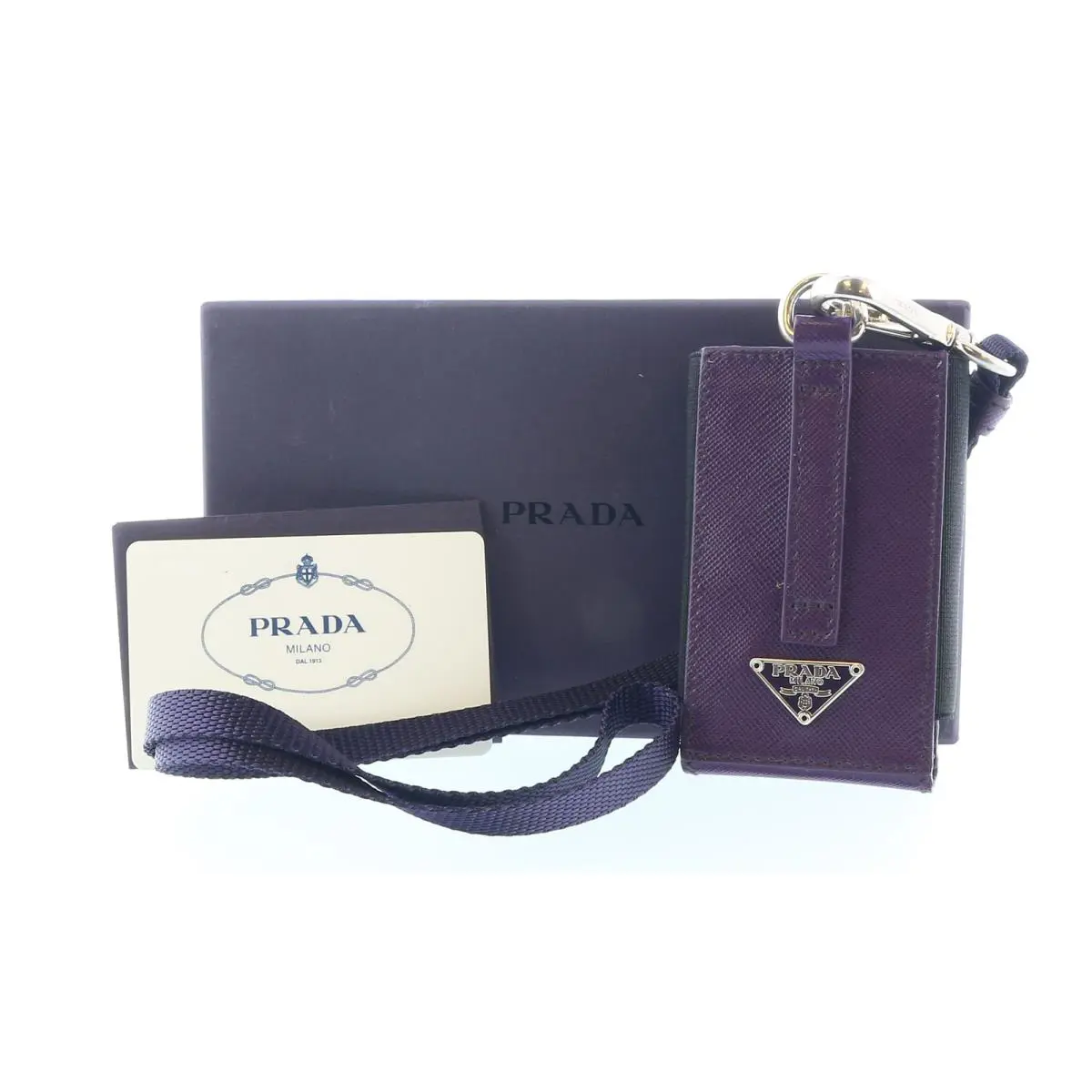 Prada Purple Leather Signature Ipod Case Accessory Bag Charm