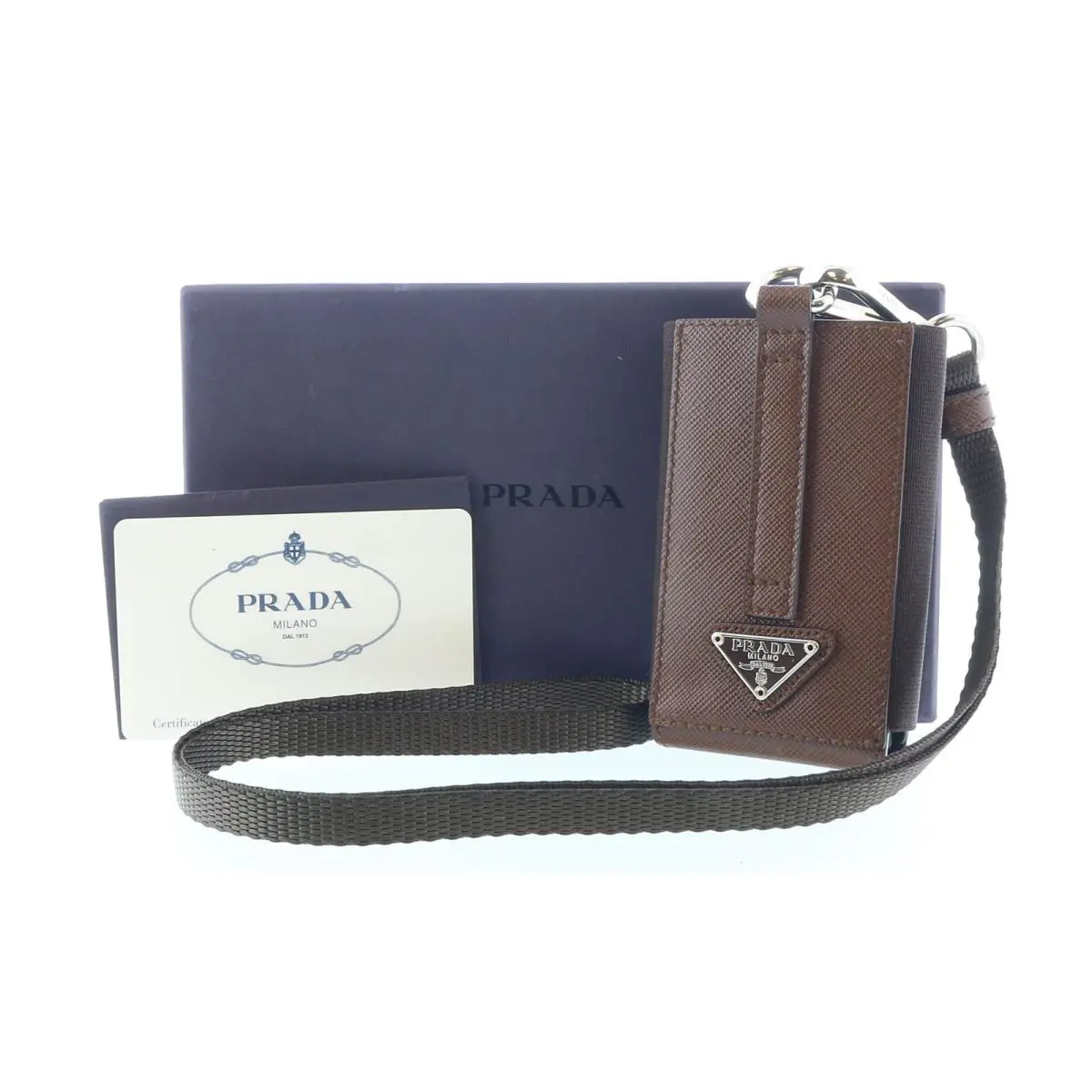 Prada Brown Leather Signature Ipod Case Accessory Bag Charm