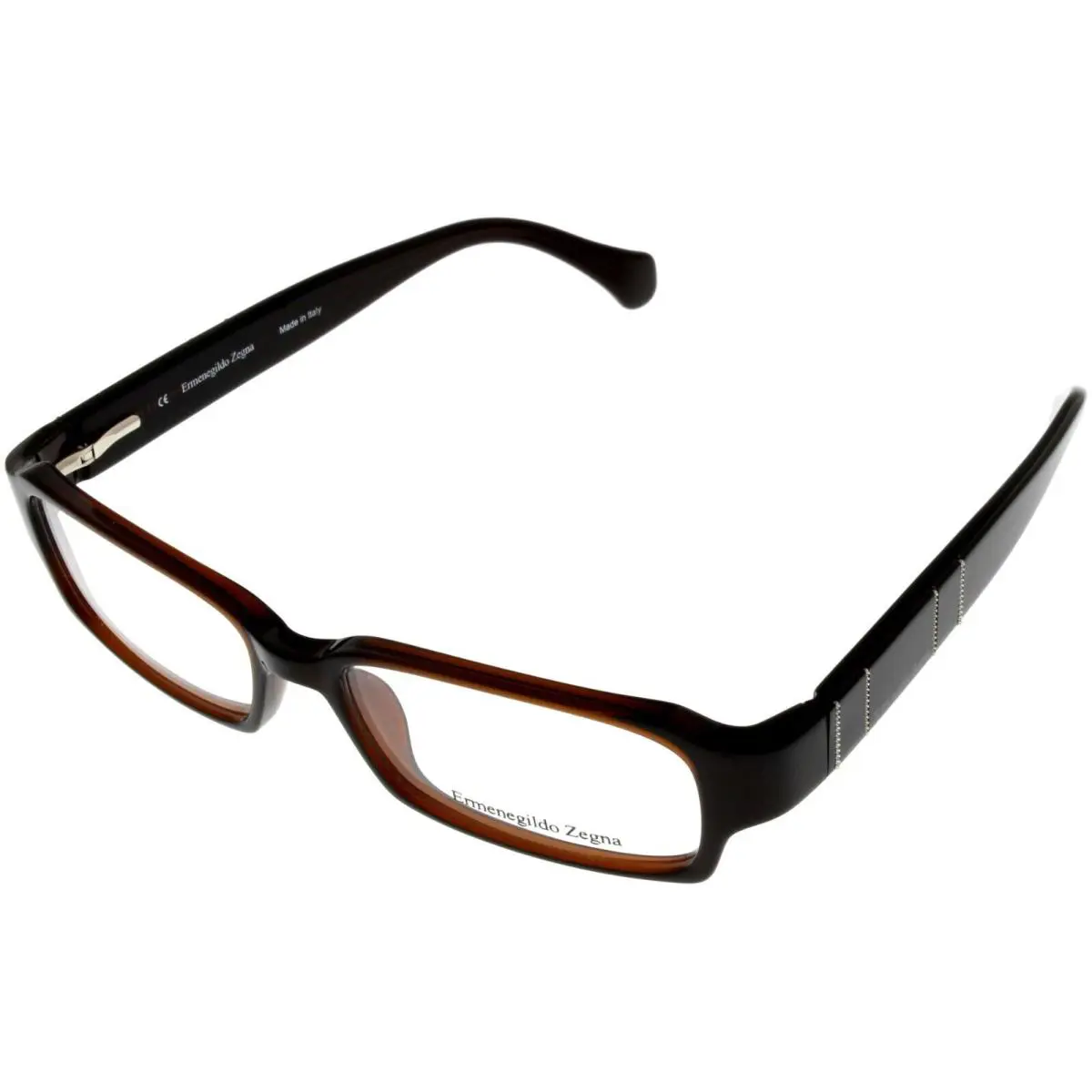 Eyeglasses Frame Unisex Rectangular VZ3504 0958 Brown by Ermenegildo Zegna