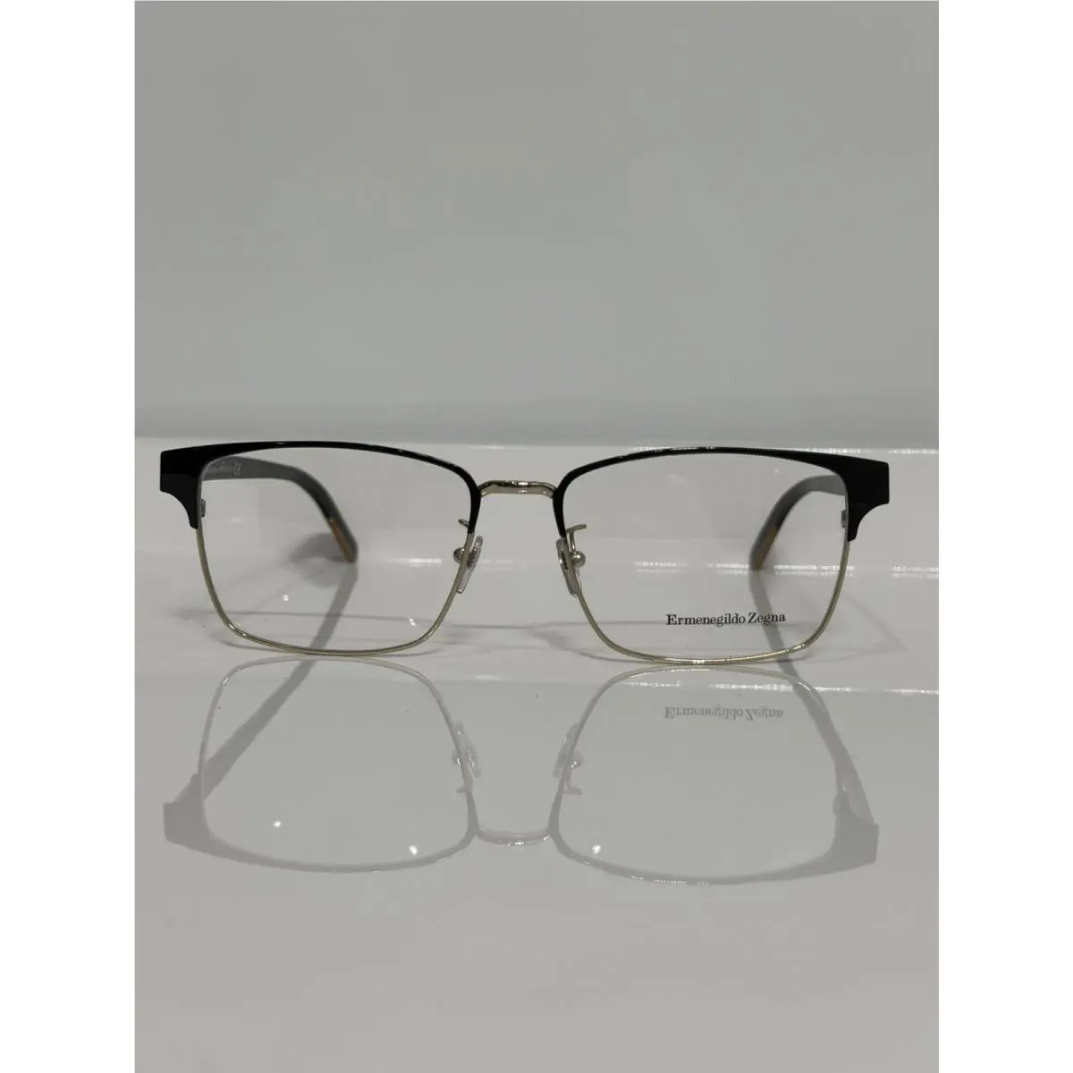Ermenegildo Zegna 5212D 01A Black Gold Metal Square Eyeglasses 56mm