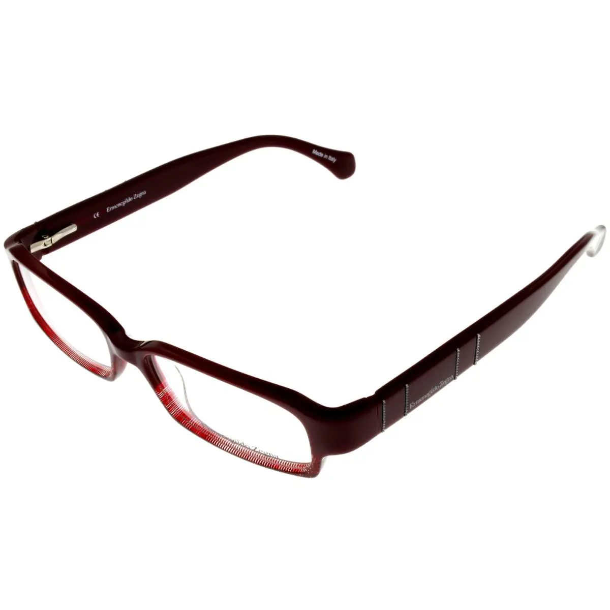 Eyeglasses Frame Unisex Rectangular VZ3504 09M8 Red by Ermenegildo Zegna
