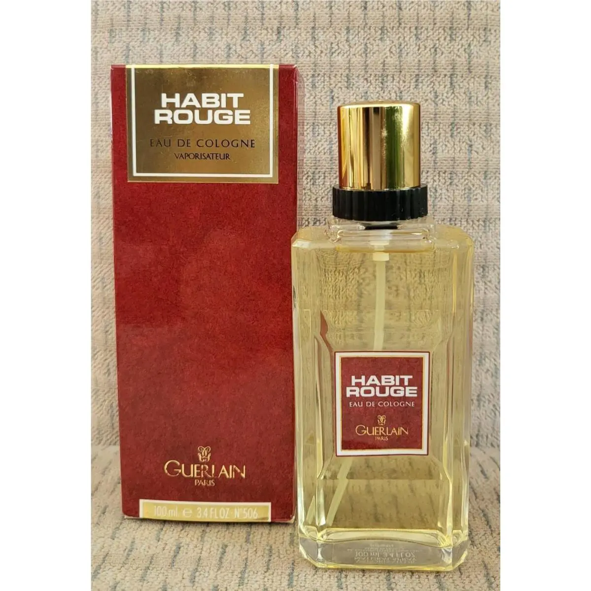 Vintage Guerlain Habit Rouge Eau DE Parfum Cologne Spray 100 ML/3.4 FL OZ Rare