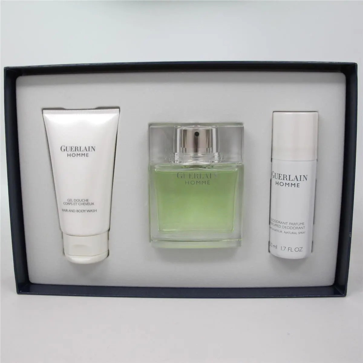 Guerlain Homme 3 Pcs Set: 2.7 oz Edt Spray Shower Gel Deodorant Spray