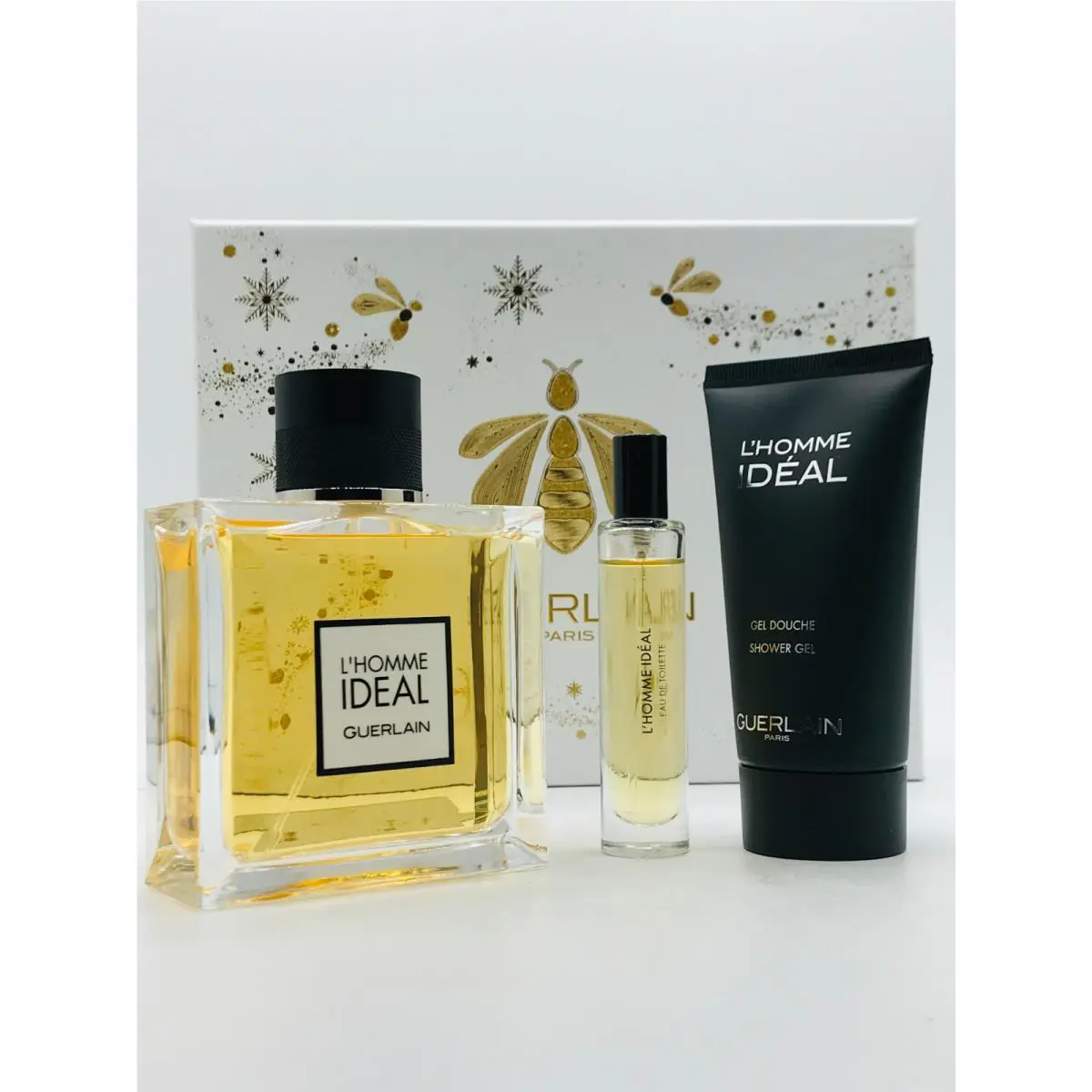 Guerlain L`homme Ideal Men 3pc Set Cologne Spray 3.3 oz Shower Gel Travel Spray