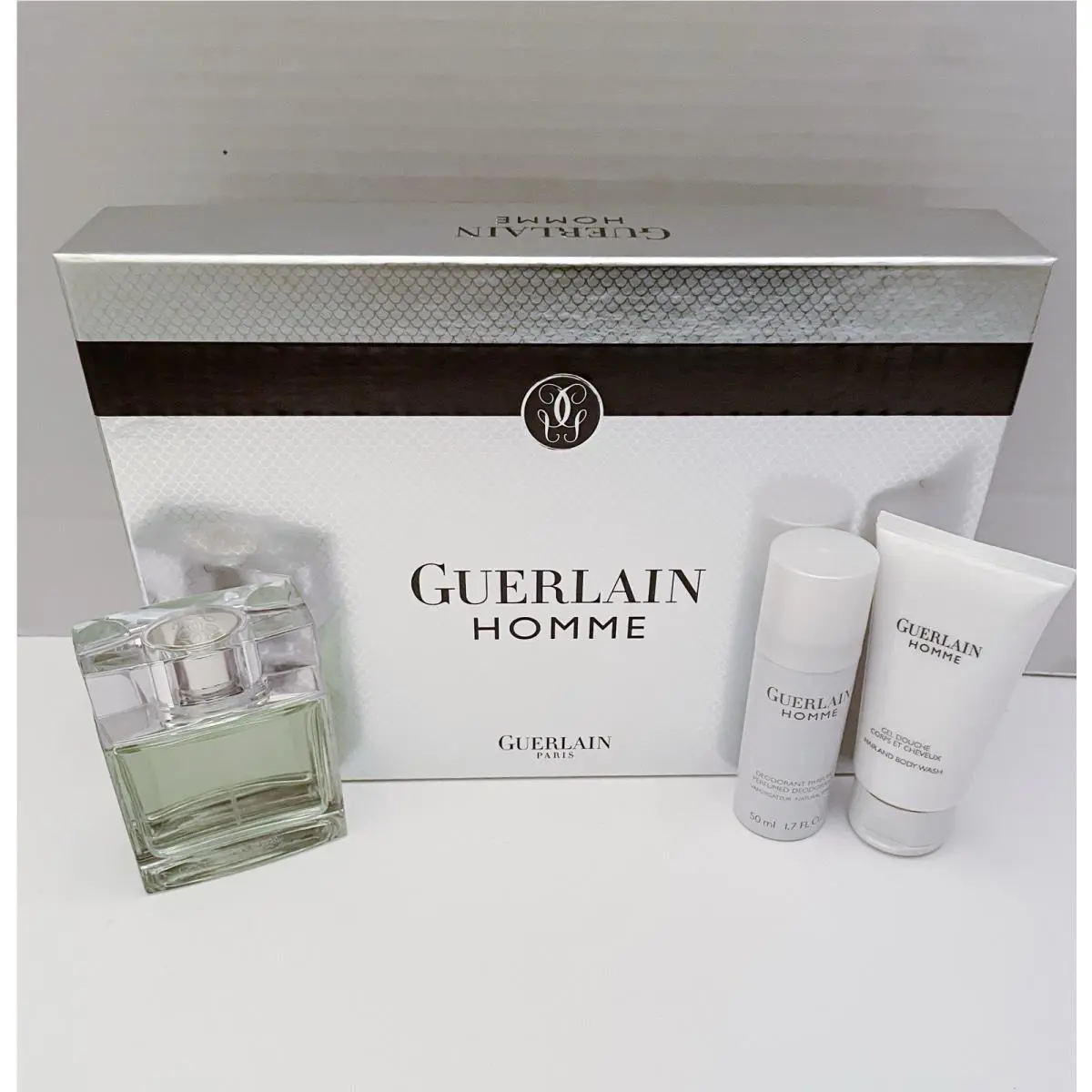 Guerlain Homme 3PC Gift Set 2.7 oz/80 ml Edt Spray For Men NO Seal