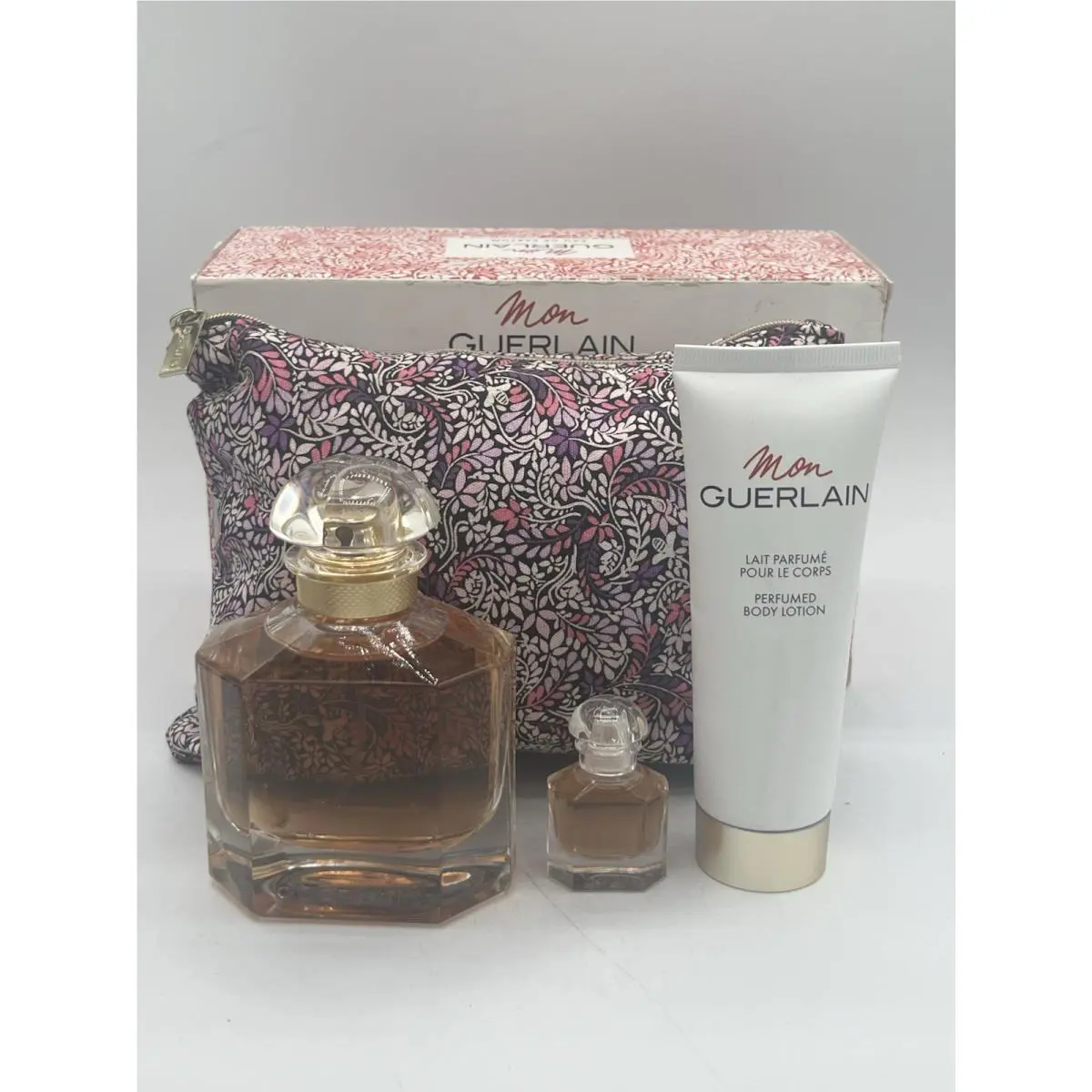 Mon Guerlain 3 Pc Set 3.3 oz 0.16 oz Edp 2.5 oz Lotion Bag 2018 Formula New