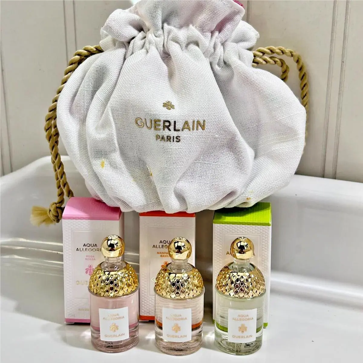 Guerlain Aqua Allegoria 3pc Edp Perfume Mini Splash 0.17oz/ 5 ml Pouch Set