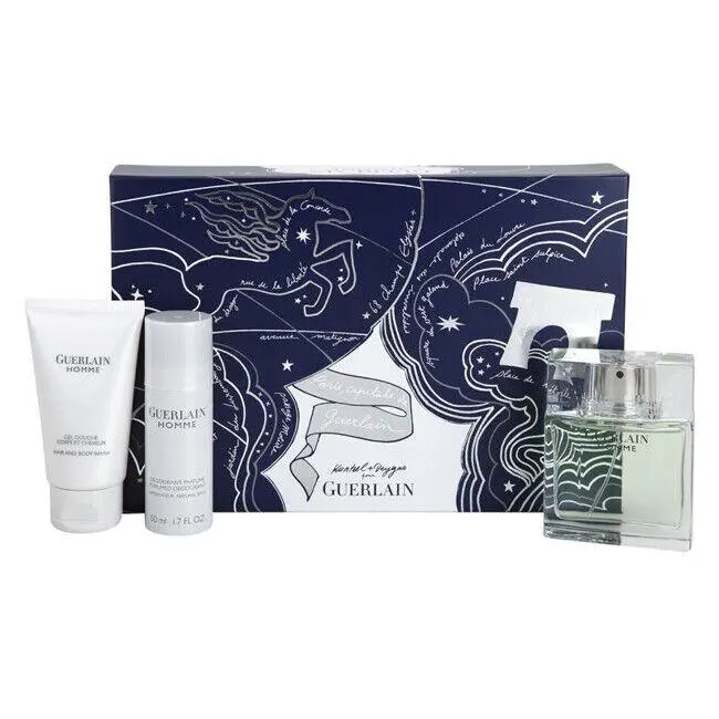 Homme For Men 3PCS Gift Set Edt Hair / Body Wash Deodorant Spray by Guerlain
