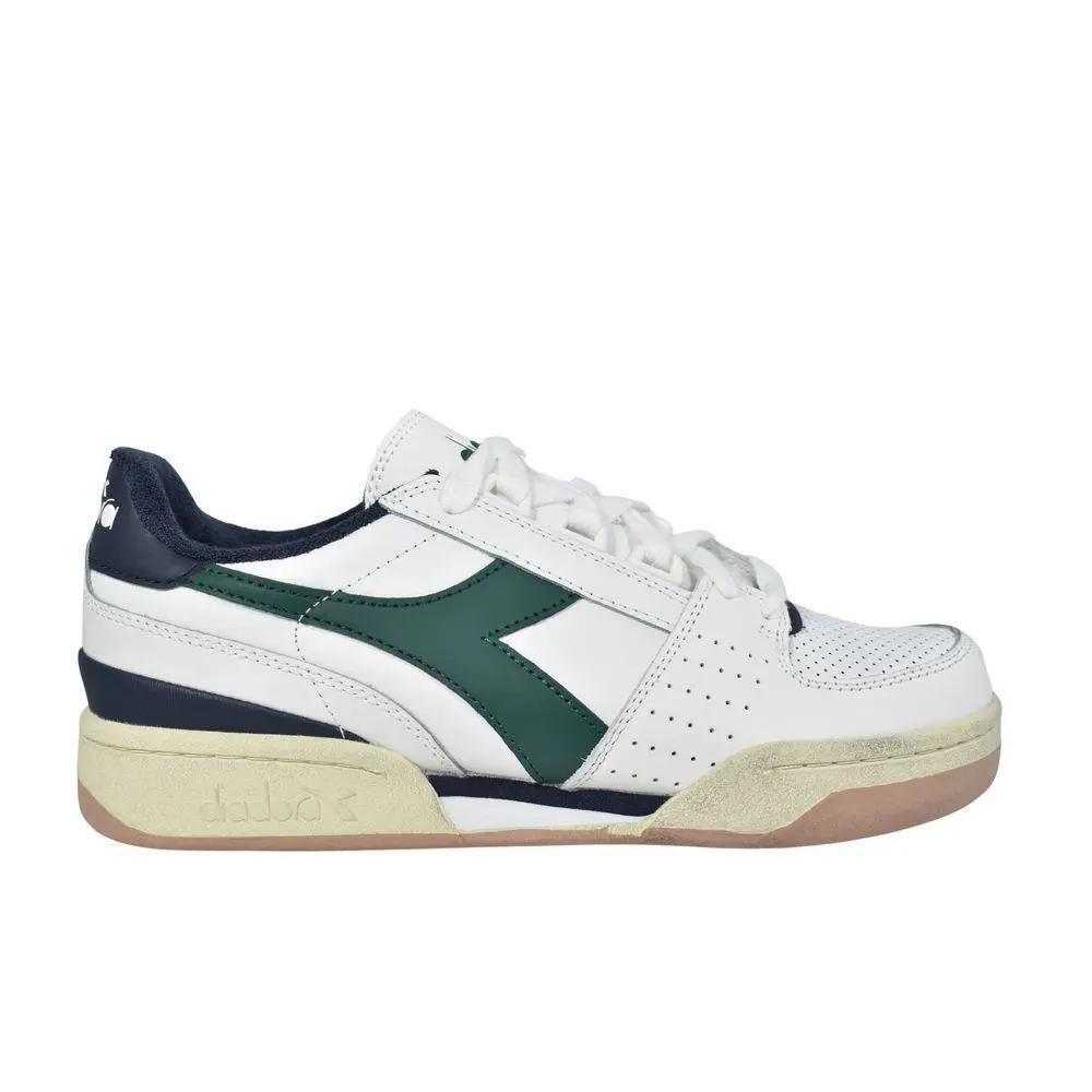 Diadora Men`s Davis Leather `white Emerald Blue` 501-177354-C0451 Retro Shoes