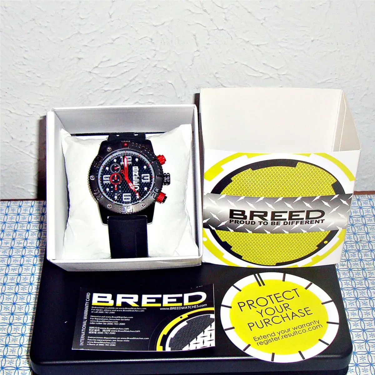 Grand Prix Chronograph Black or Blue Dial /black Silicone Men`s Watch Black Dial by Breed