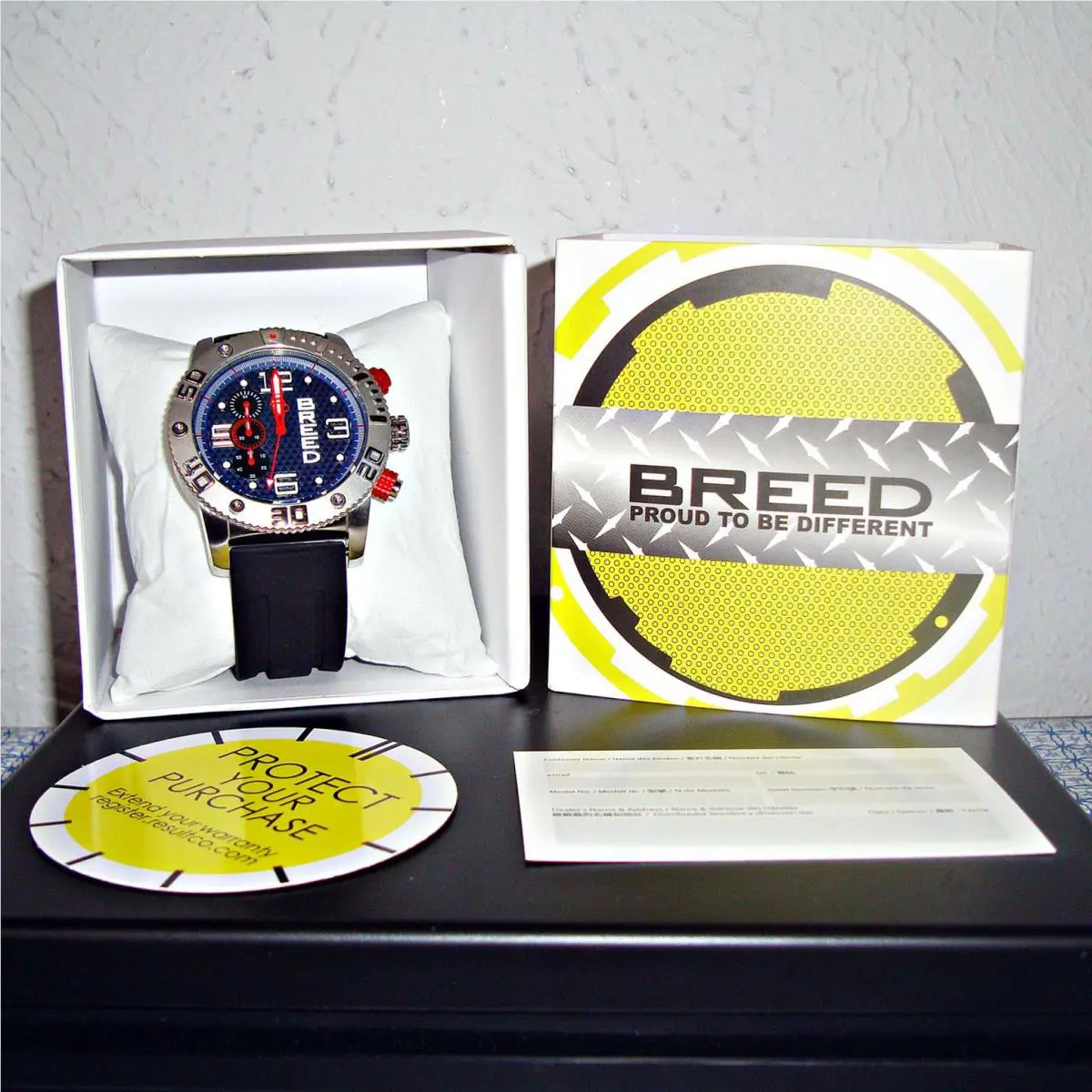 Grand Prix Chronograph Black or Blue Dial /black Silicone Men`s Watch Blue Dial by Breed