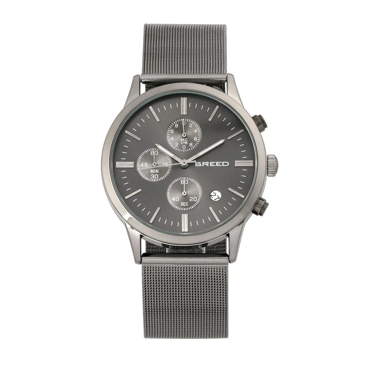 Espinosa Chronograph Mesh-bracelet Watch w/ Date - Gunmetal/black by Breed