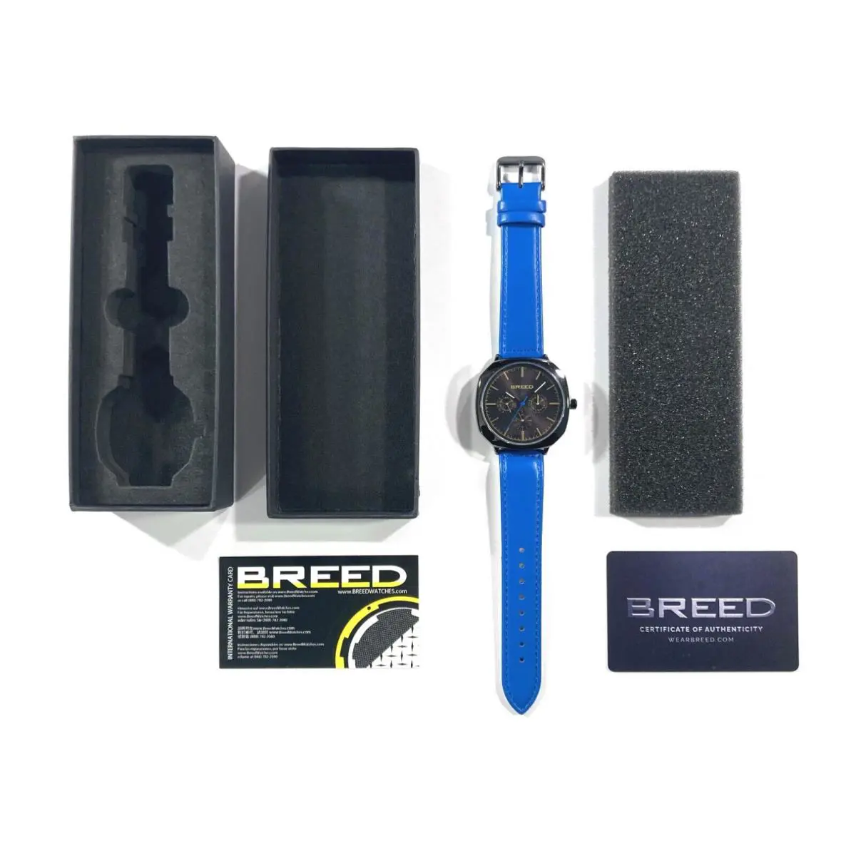 Mens Watch Revolver Black Dial Blue Leather Band Rare BRD9305 by Breed