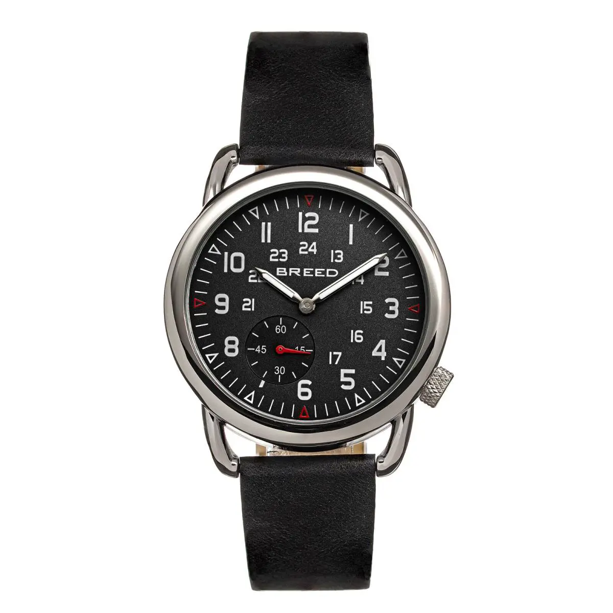 Regulator Leather-band Watch W/second Sub-dial - Black by Breed