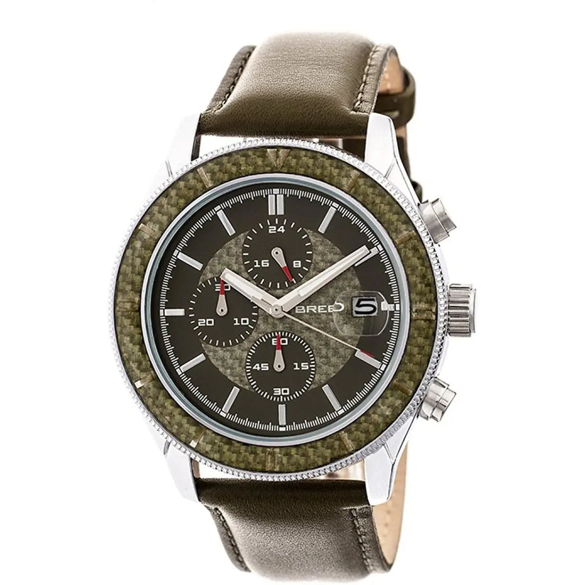 Maverick Chronograph Bracelet Watch W/date Olive/silver/olive/silver 7505 by Breed