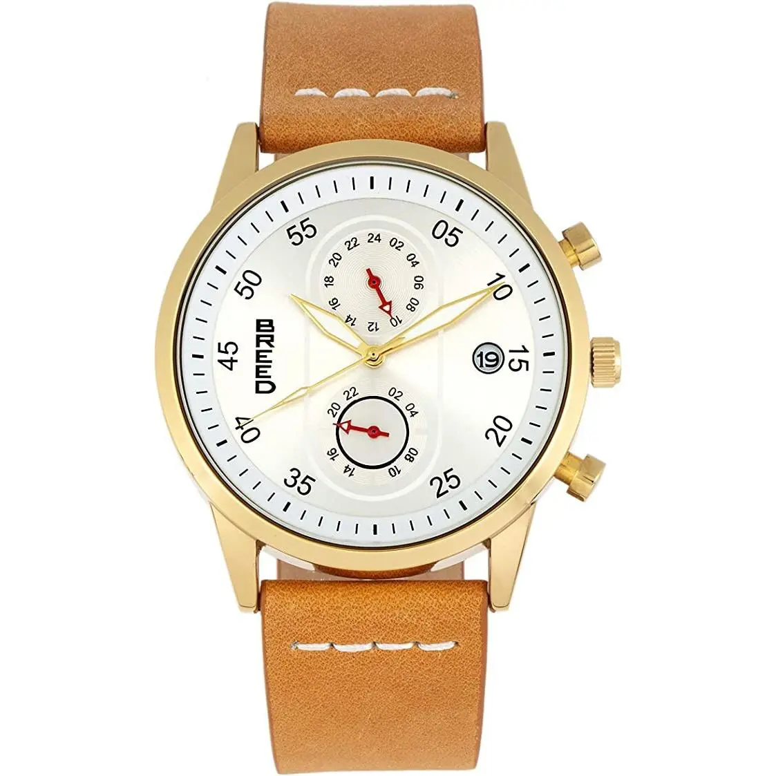 Andreas Mesh-bracelet Watch W/date - Camel/gold/silver/black Sku: BRD8706 by Breed