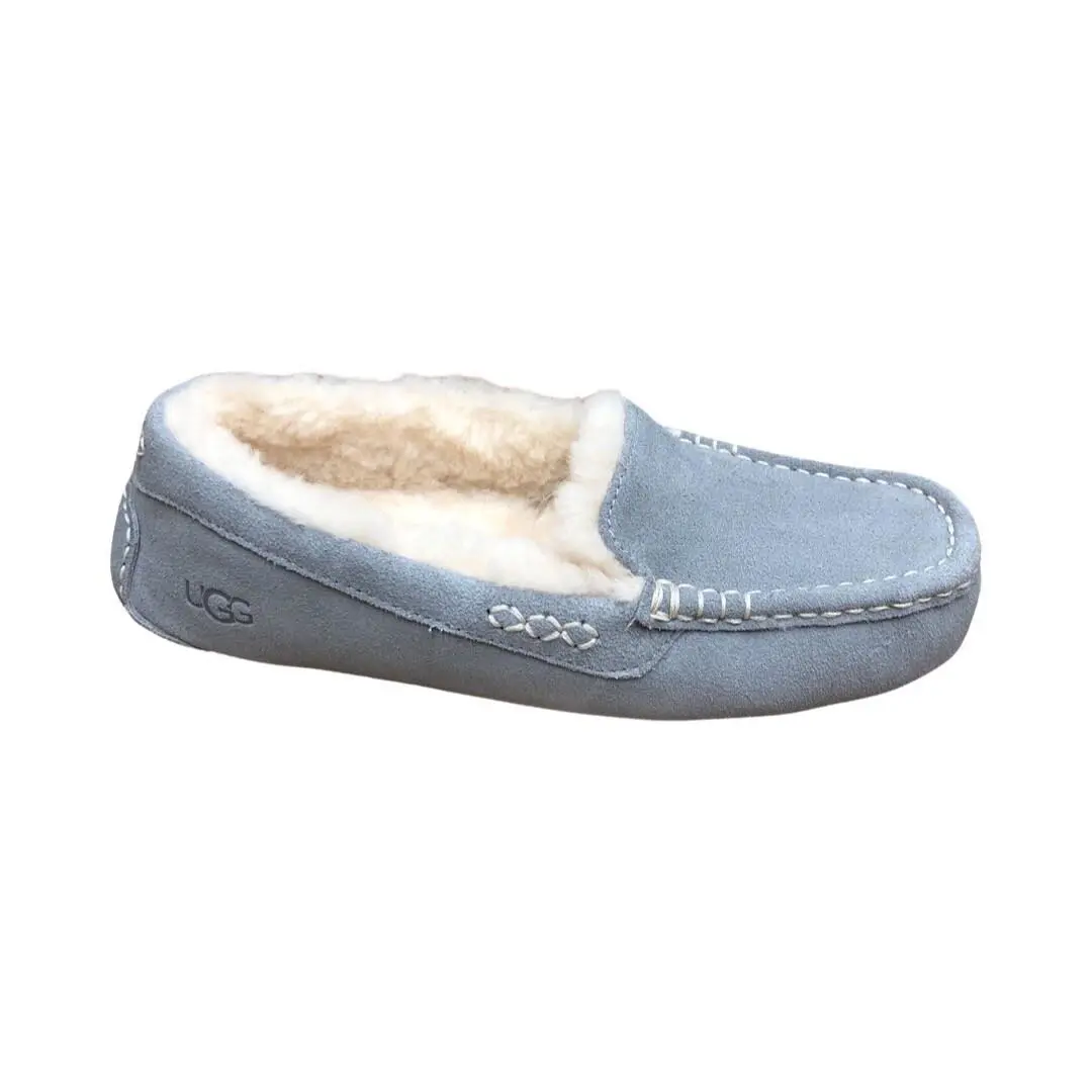 Ugg Women`s Ansley Slippers Slip On Shoes Suede Chestnut Black Light Grey Light Grey by UGG