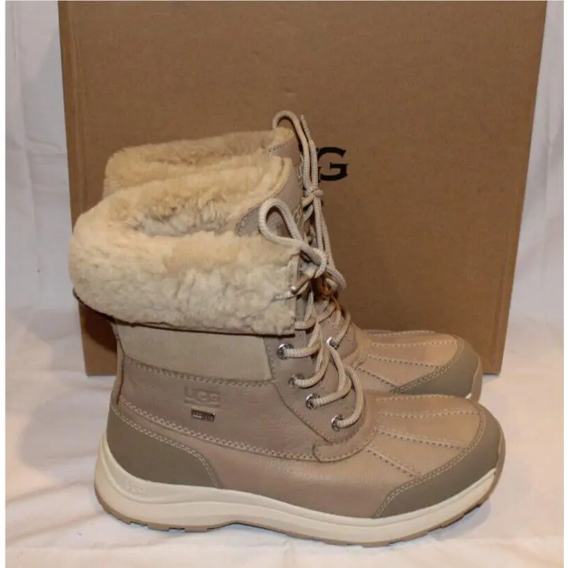 Ugg Women`s Adirondack Iii Leather Winter Waterproof Boots Mdsd Beige SZ 8.5