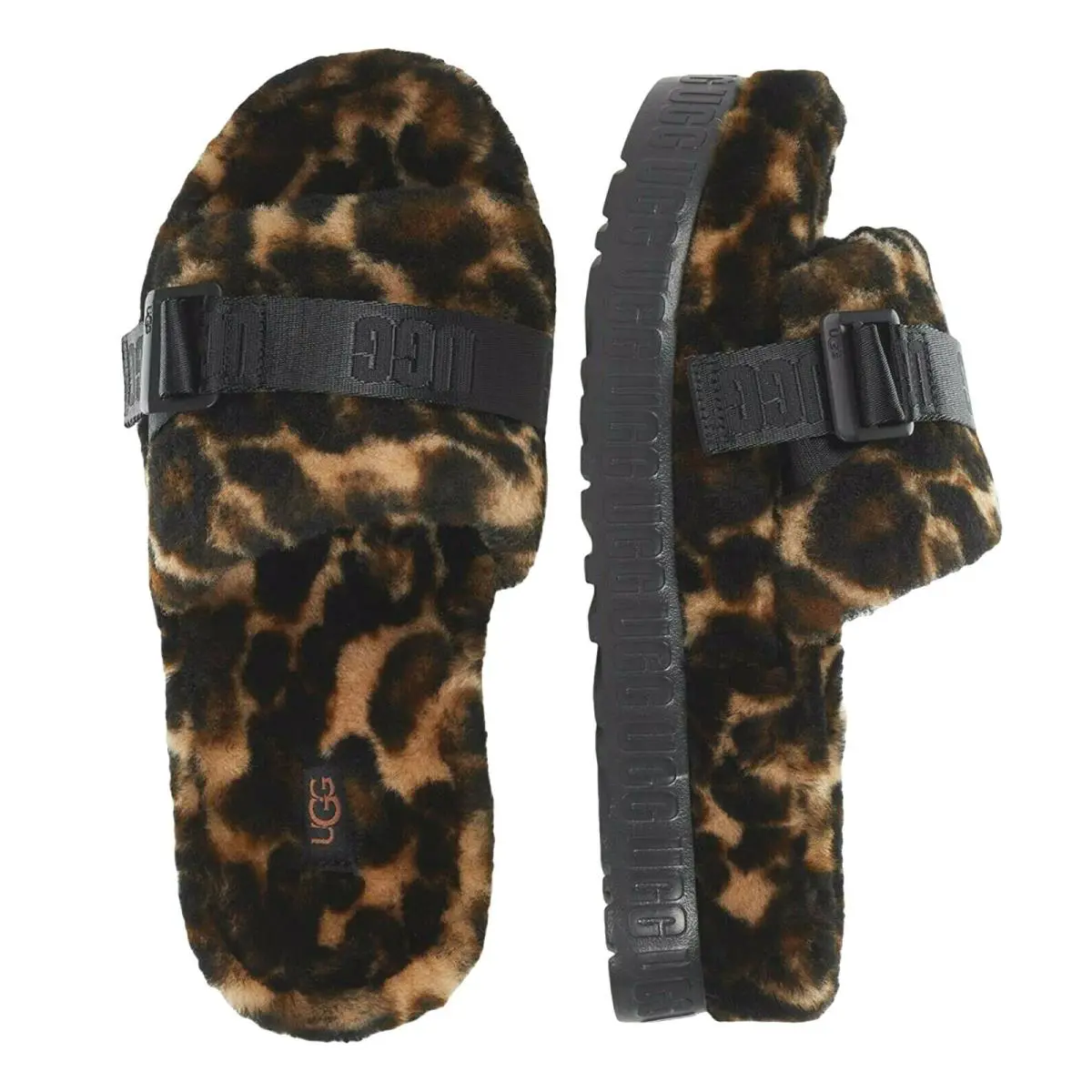 Ugg Brand Women`s 1122556 Fluffita Panther Print Sandals Slippers Shoes - panther print