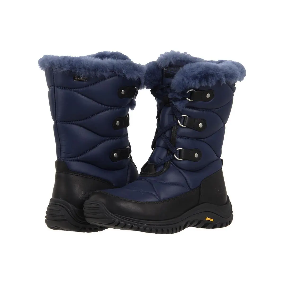 Ugg Australia Women Lorien Blue Sheepskin Leather Winter Snow Boots Shoes - Midnight Blue