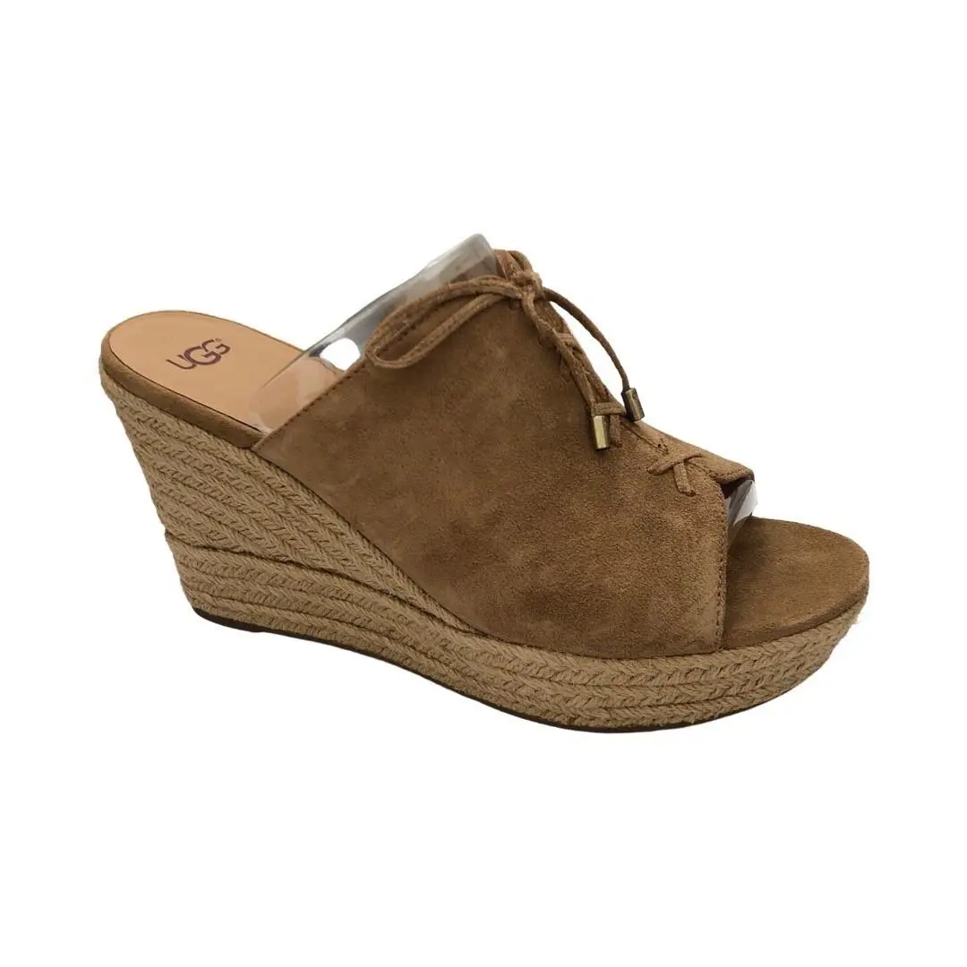Ugg Women` s Giorgia Espadrille Wedge Heel Chestnut Suede Shoes 1019900