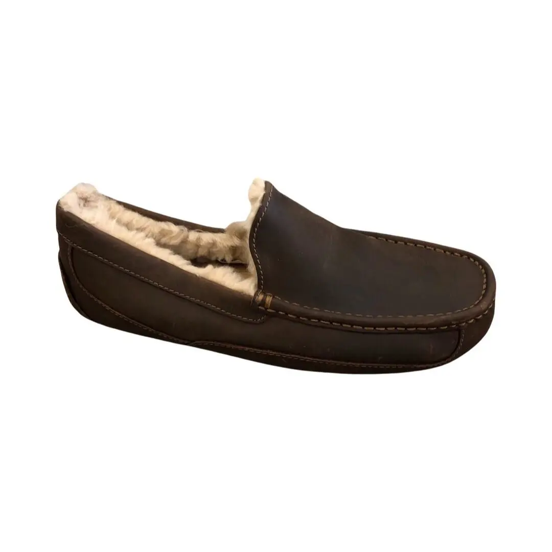 Ugg Men`s Ascot Slippers Tan Leather House Shoes 1103889 - Tan