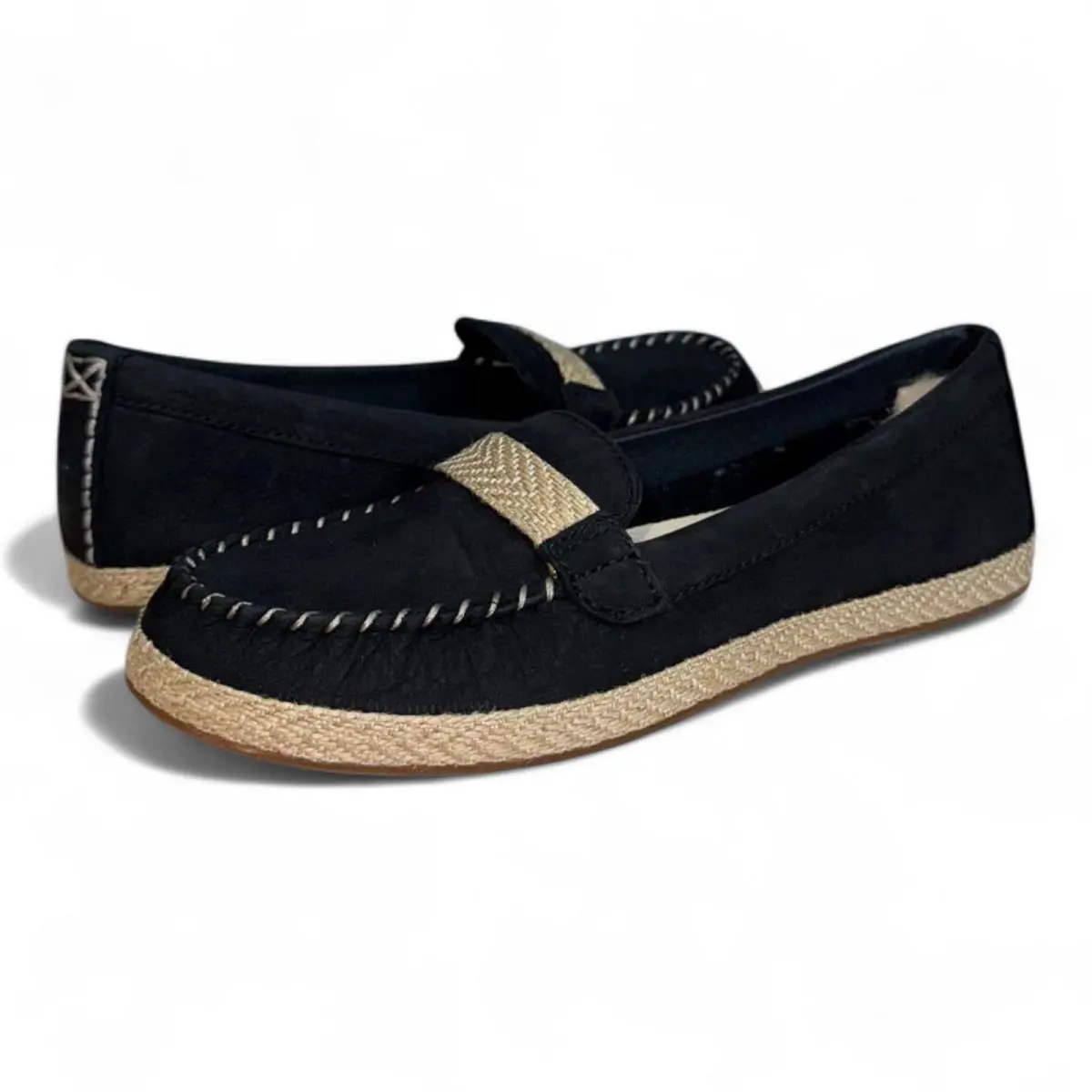 Womens Ugg Rozie Moccasins Nubuck Slip On Loafer Black 5