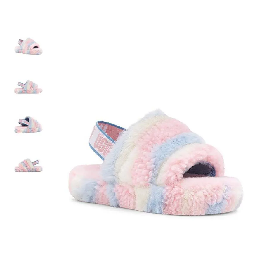 Ugg Fluff Yeah Slide Cali Collage Pride Stripes Gender Neutral US Sizes 9-14/NEW - Multicolor, Manufacturer: Cali Collage Pride Stripes