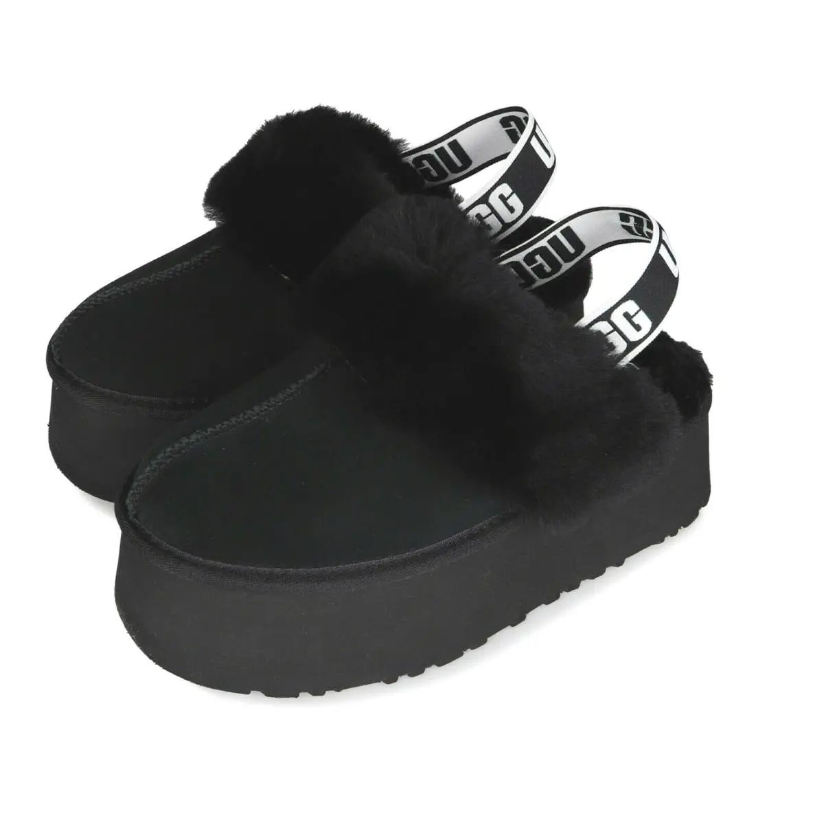 Women`s Ugg Brand Platform Funkette Slipper Sandals Shoes Black 1113474 10