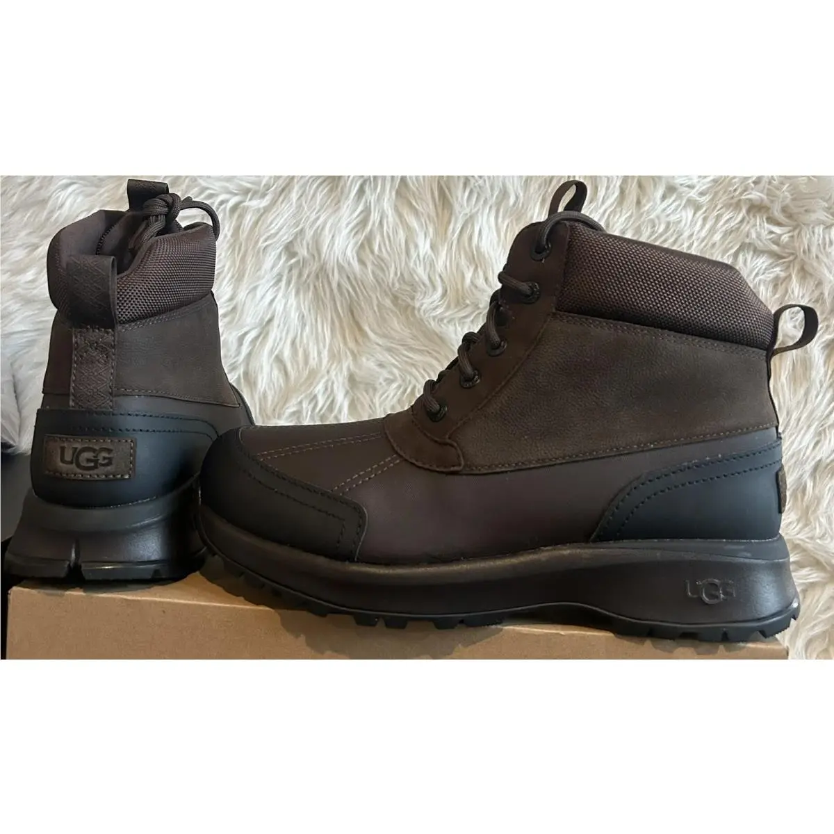 Ugg Emmett Duck Boot Brown Leather Waterproof Lace UP Boots US Men’s Size 8