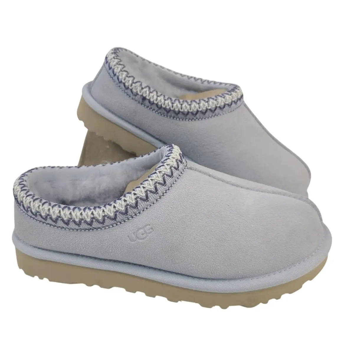 Ugg Tasman II Slippers Women`s Sz 6 Sheepskin Suede Light Blue Slip-on Shoes