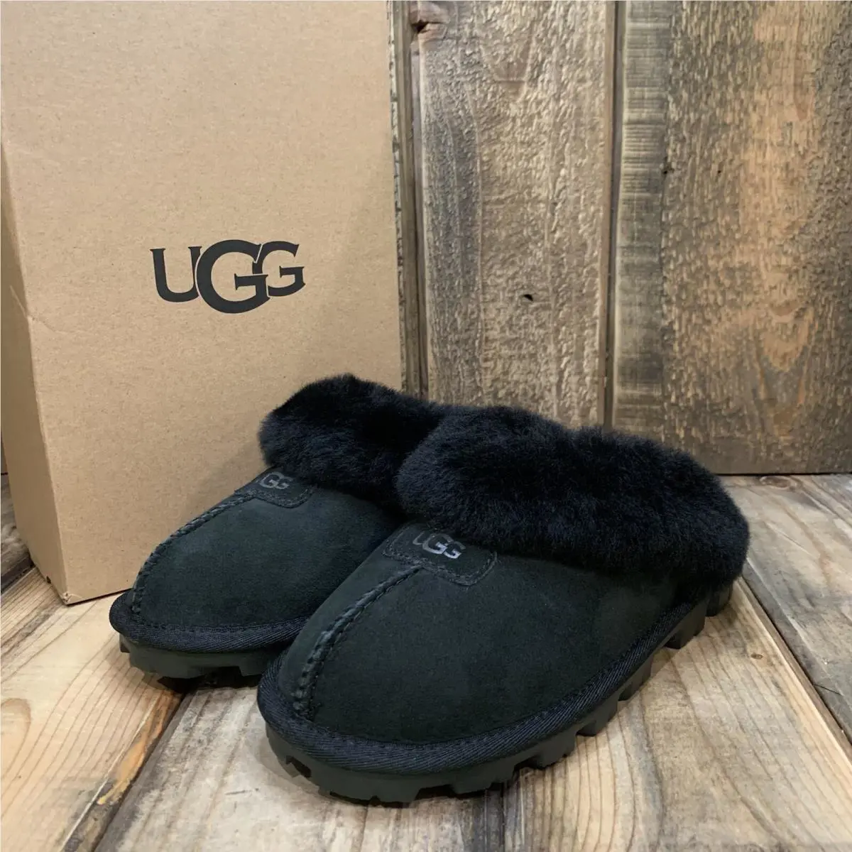 Ugg Coquette Slipper Black Sheepskin Wool Slip-on Shoe Womens US 5 / Eur 36 - Black
