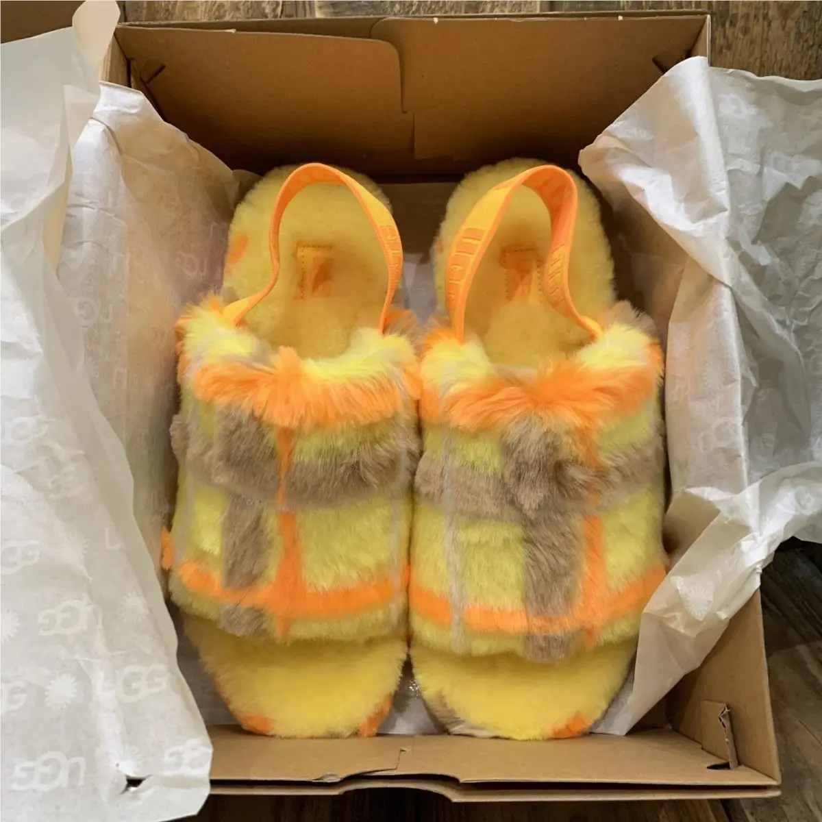 UGG shoes - FLUFF YEAH SLIDE PLAID PUNK - 1130879 - Yellow (UPC: 195719868468) 13