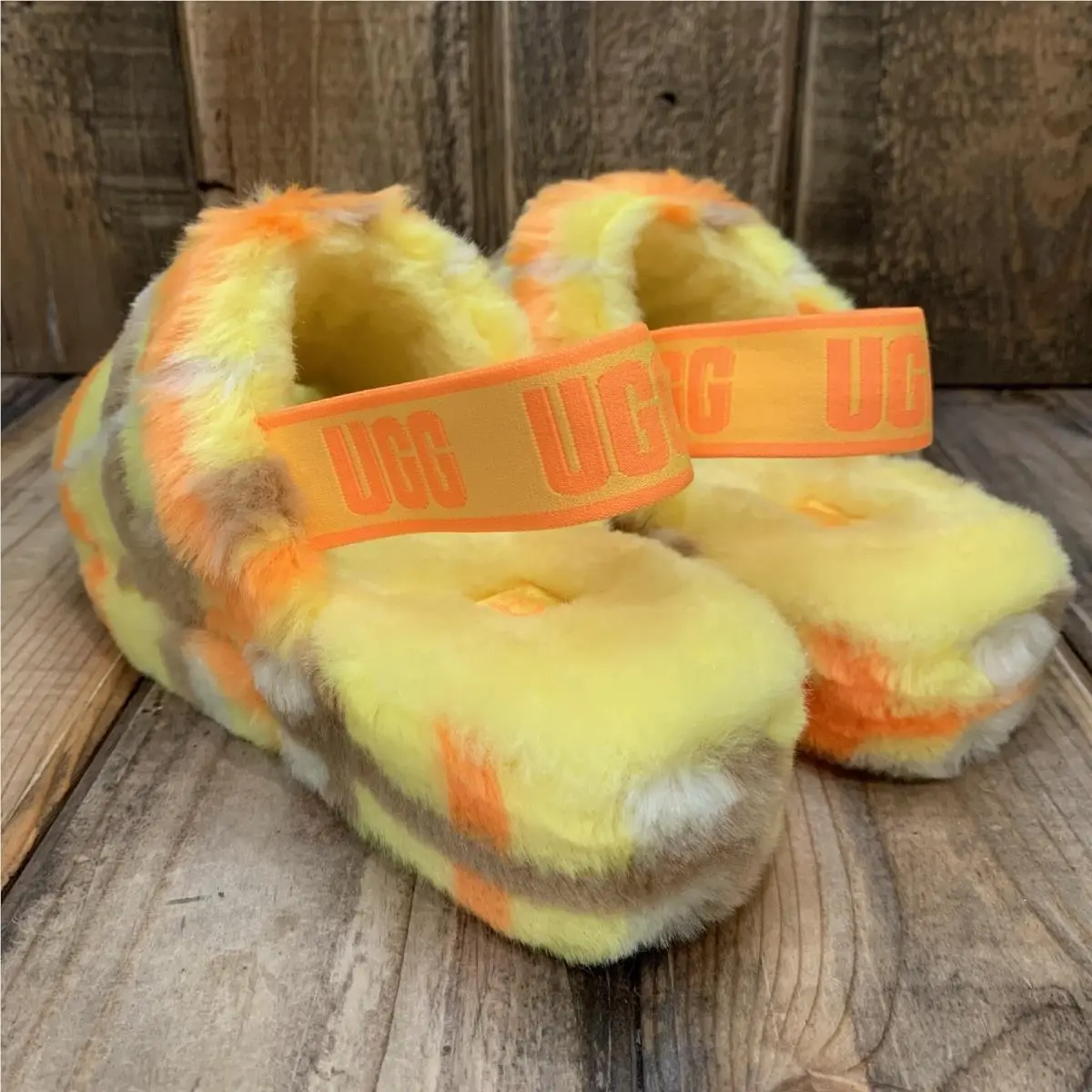 UGG shoes - FLUFF YEAH SLIDE PLAID PUNK - 1130879 - Yellow (UPC: 195719868468) 4
