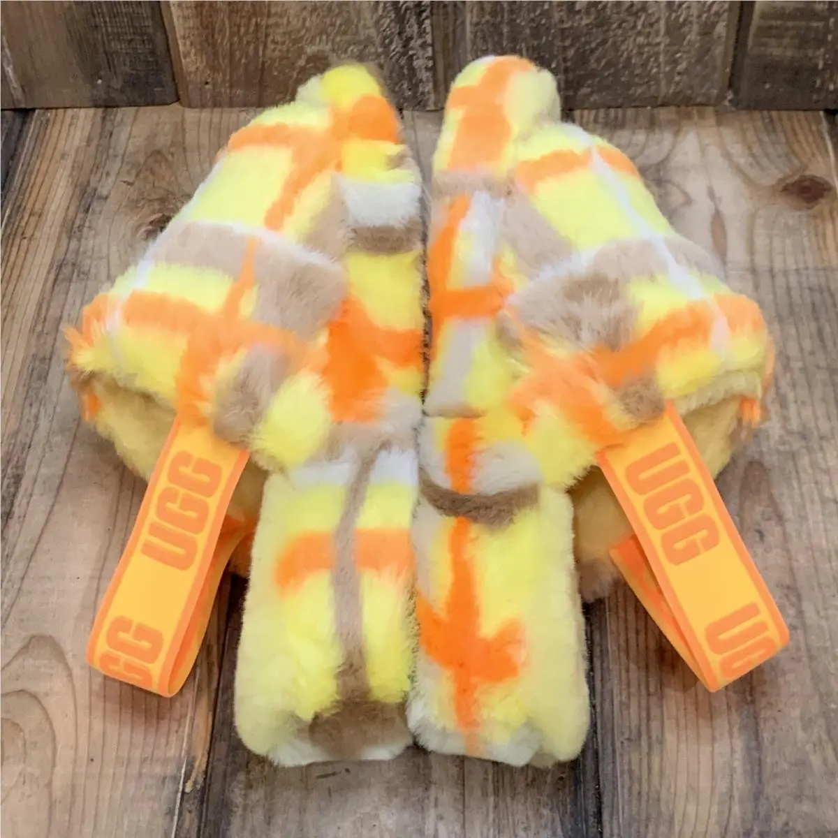 UGG shoes - FLUFF YEAH SLIDE PLAID PUNK - 1130879 - Yellow (UPC: 195719868468) 6