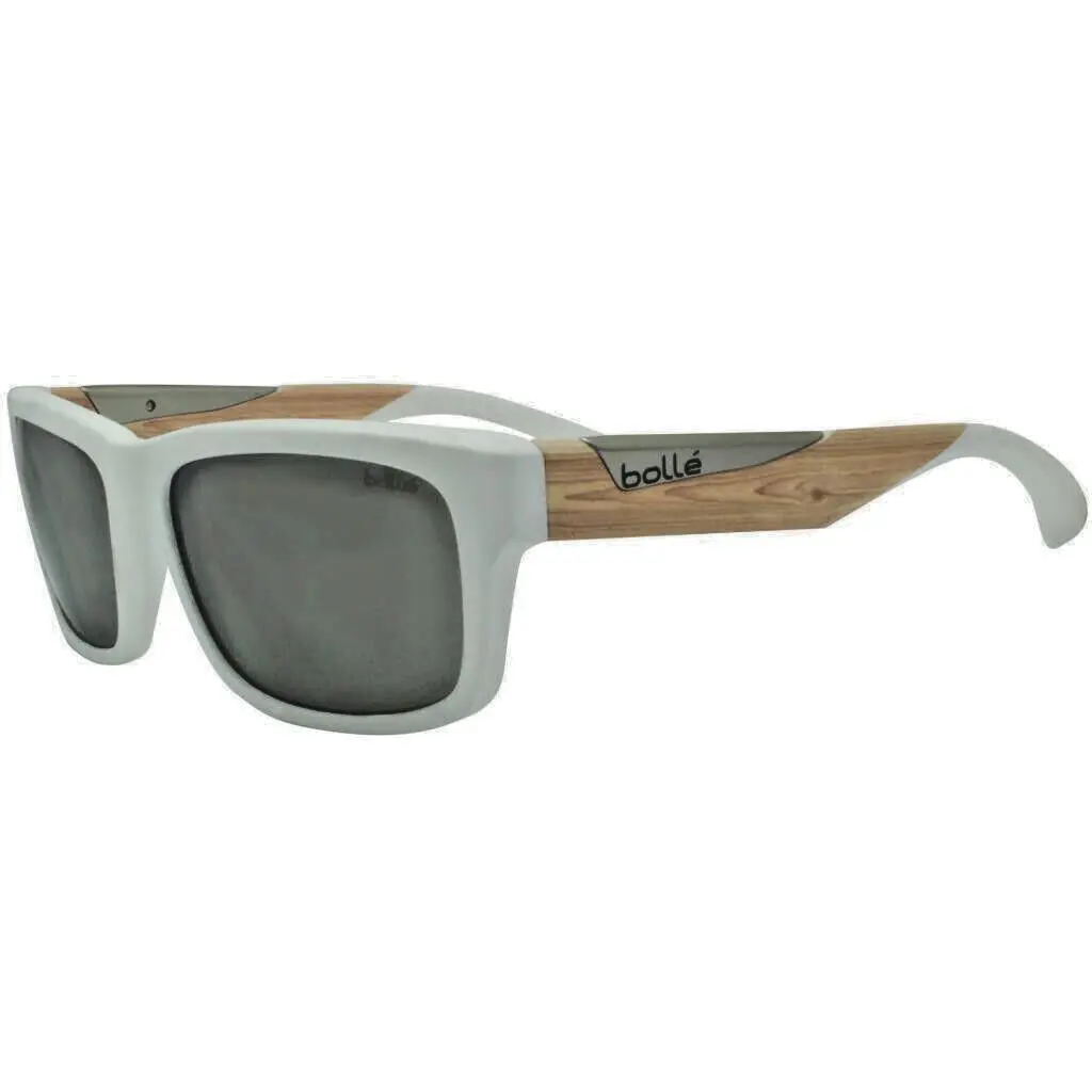 Sunglasses Matte White Wood Tns Gun Silver Mirror 12226 by Bolle