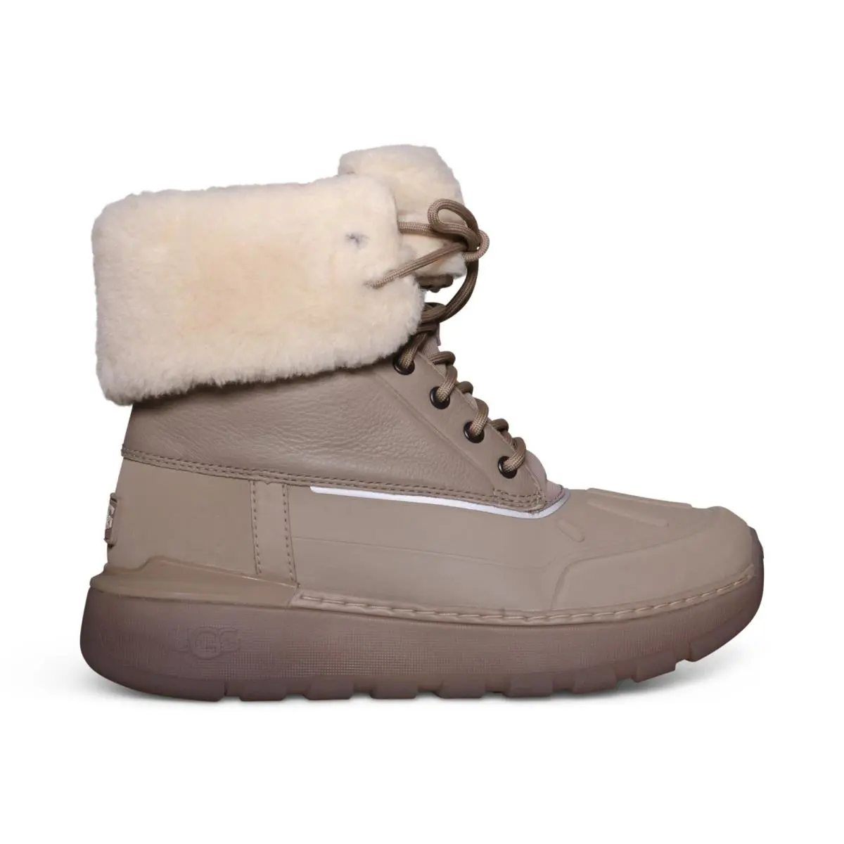 Ugg City Butte Dune Leather Waterproof Fur Snow Men`s Boots Size US 12 - Dune