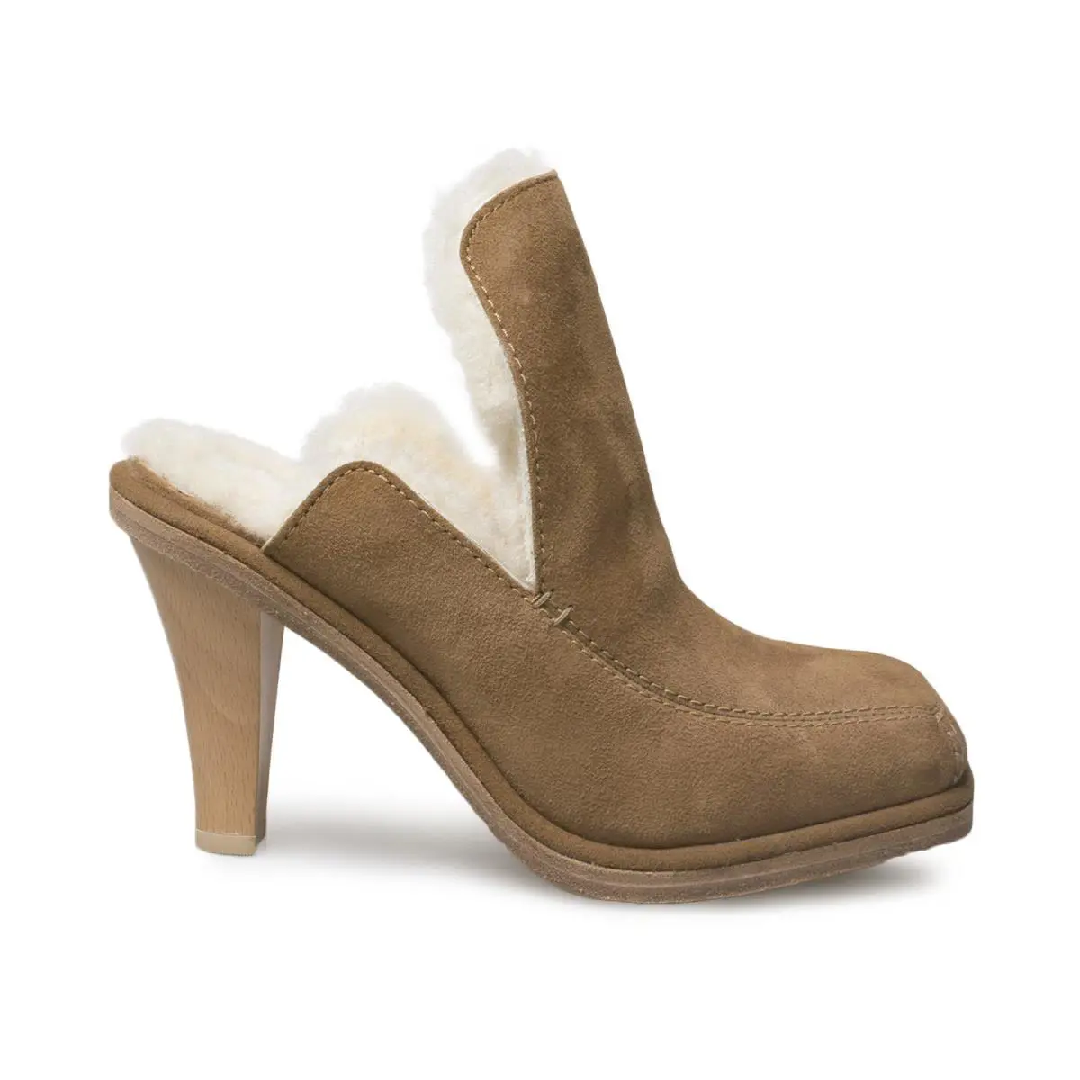 Ugg Eckhaus Latta Court Mule Chestnut Natural Leather Womens Heels Size US 6 - Brown
